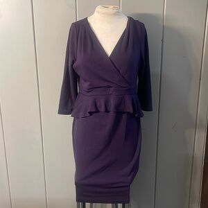 Seraphine Plum Purple Peplum Dress Maternity Baby Shower Minimalist Stretchy